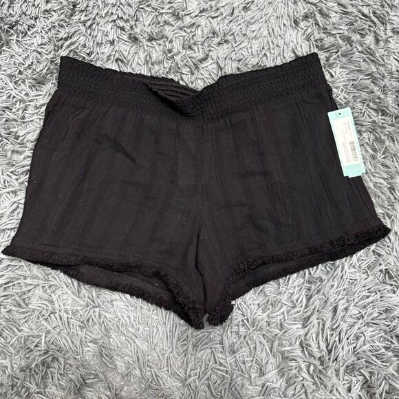 Kut from the Kloth Celeste Pull On Fray Hem Black Shorts Size 6 NWT - Picture 1 of 8